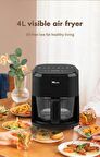 Miline Camlı 4.1 lt Yağsız Airfryer Siyah