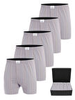 ÖTS Premium 5'li Çizgili Erkek Boxer - %100 Pamuk, Ultra Yumuşak Kumaş, Rahat Kalıp, Etiketsiz ve Ka