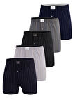 ÖTS Premium 5'li Çizgili Erkek Boxer - %100 Pamuk, Ultra Yumuşak Kumaş, Rahat Kalıp, Etiketsiz ve Ka