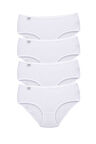 4 Adet Tutku Kadın Yüksek Bel Bato İnce Lastik Külot Beyaz
