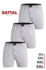 Öts Erkek Boxer Battal Boy 3'lü Düğmeli, Süprem Kumaş (%100 Pamuk)