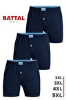 Öts Erkek Boxer Battal Boy 3'lü Düğmeli, Süprem Kumaş (%100 Pamuk)