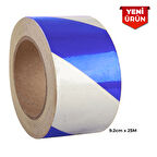 Reflektif Fosforlu Çapraz Şerit Bant, Çift Renk Reflekte İkaz Bandı 9.2cm x 25M