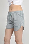 Kadın Deniz Şortu İp Bağlama Hafif Lastikli Bel Kısa Kesim Gri - 5402
