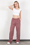 Kadın Beli Lastikli Bol Paça Cep Detaylı Pantolon Lila - 25576