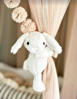 Kucaklayan Sarılan Peluş Tavsan Bileklik Bebek Cocuk Odası Perde Oda Dekoru - Beyaz