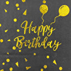 Kağıt Peçete Varak baskılı Happy Birthday Siyah 20 Parça