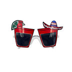 Meksika Şapkalı Kırmızı Parti Gözlüğü