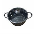 OMS İndüksiyon Uyumlu Granit 22 cm Derin Tencere Siyah 3116