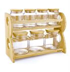 Bambum Bench 8 Parça 2 Katlı Standlı Baharatlık Seti B4630