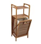 Panalı Bambu Çamaşır Sepeti Raflı PNLB9037
