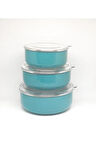Alev Emaye 3'lü Saklama Kabı Turkuaz 14-16-18cm