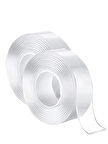 Nano Teknoloji Çift Taraflı Şeffaf Süper Güçlü Su Geçirmez Yıkanabilir Bant 1.8 Cm X 3 Metre (2 Adet)