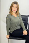 Omuz Düğme Detaylı Bluz