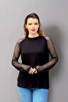 Kolları Tül Taşlı  Bluz