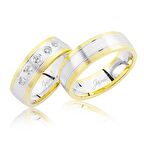 Harem Altın Sarı Beyaz Şeritli Altın Alyans 2703-3