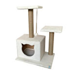 Reyo Pet Stepli Yuvalı Kedi Tırmalaması Kedi Görünümlü Beyaz