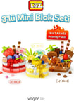 Loz Micro Block 3'lü Pasta Figürü 3 Farklı Model Dekoratif Oyuncak Yapım Seti Yapı Blok Seti