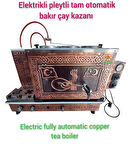 3 Gözlü Tam Otomatik Bakır Çay Kazanı Bayraklı Osmanlı Tuğra Model Elektrikli Pleytli çay makinesi sadece elektrikli