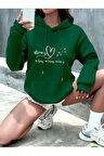 Mommy Kalp Baskılı kapüşonlu Cepli Sweatshirt