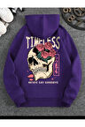 Timeless Kuru Kafa Baskılı kapüşonlu Cepli Sweatshirt
