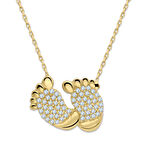 Taşlı Altın Bebek Ayağı Altın Kolye