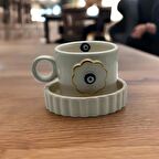 Altın Yaldız Çiçek Nazar Fincan Mug