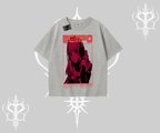 Oversize Tshirt Anime Waifu Kırmızı Grafik Desenli