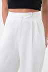 Kadın Beyaz Kore Model Palazzo Pantolon