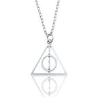 Harry Potter Ölüm Yadigarları Üçgen Erkek Kadın Kolye Antik Gümüş Kaplama - 60 cm Düz Zincir