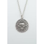 Karayip Korsanları Sikkesi - Parası Erkek Kadın Kolye Antik Gümüş Kaplama - 60 cm Düz Zincir