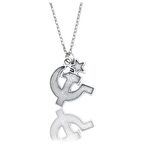 Orak Çekiç Erkek Kadın Kolye Antik Gümüş Kaplama - 60 cm Düz Zincir