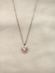316L Çelik Zincir Gümüş Renk Zirkon Taş Kalp Model Kadın Kolye