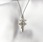 Anime Tam Metal Simyacı  Yılan Sarılı Haç Kolye