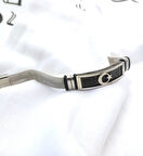 Ay Yıldız Siyah Gümüş Renk Türk Bayrağı Türkiye Bayrak Hasır Kordonlu Paslanmaz Çelik Erkek Bileklik