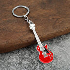 Gitar Kırmızı Gitarist Hediye Anahtarlık veya Çanta Süsü
