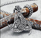 Viking Düğümü Kolye 316L Paslanmaz Çelik İskandinav Mitolojisi Retro Kolye