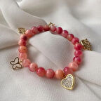 Uretti - Ayşe 5609 - 4923 El Yapımı Pembe Akik Şans Bilekliği