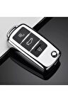 Tiguan 2009-2015 Parlak Sustalı Anahtar Kılıfı A+ Kalite Gri