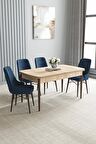 Loft Meşe Desen 80x132 Açılabilir Mdf Yemek Odası Takımı 4 Adet Sandalye