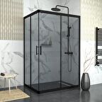 BLACK RİGEL 6mm Füme Cam Dikdörtgen Duşakabin