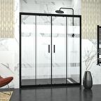 BLACK CASTOR 6mm Kumlamalı Cam 2 Sabit 2 Sürgü  İki Duvar Arası Duşakabin