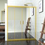 GOLD CASTOR 6mm Reflekte Cam 2 Sabit 2 Sürgü İki Duvar Arası Duşakabin