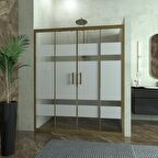 BRONZE CASTOR  6mm Kumlamalı Cam 2 Sabit 2 Sürgü İki Duvar Arası Duşakabin