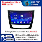 Mercedes-Benz E Serisi 2000-2004Yıl 4GB Ram 64GB Hafıza 9 İnç Android 14 Cihaz Kablosuz Carplay Kablosuz Android Auto Multimedya Navigasyon Double Teyp Araç Monitor Ekran