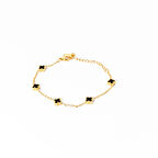 Biem Siyah Taşlı Çelik Yonca Bileklik