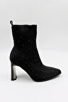 KristeBell İthal Taşlı Model Triko Topuklu Kadın Bot KB2514 - Siyah - 36
