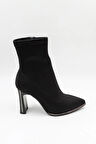 KristeBell İthal Streç Topuklu Kadın Bot KB2516 - Siyah Textıl - 36