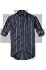 slim fit %100 pamuk kumaş hakim yaka  uzun kol  gömlek--koyulaci çizgili--