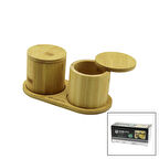 2PCS AHŞAP BAMBU BAHARATLIK YUVARLAK=8X8ALTLIK=9.5X19.5ÇEVİR AÇ-MIKNATISLI KAPAK (2818)